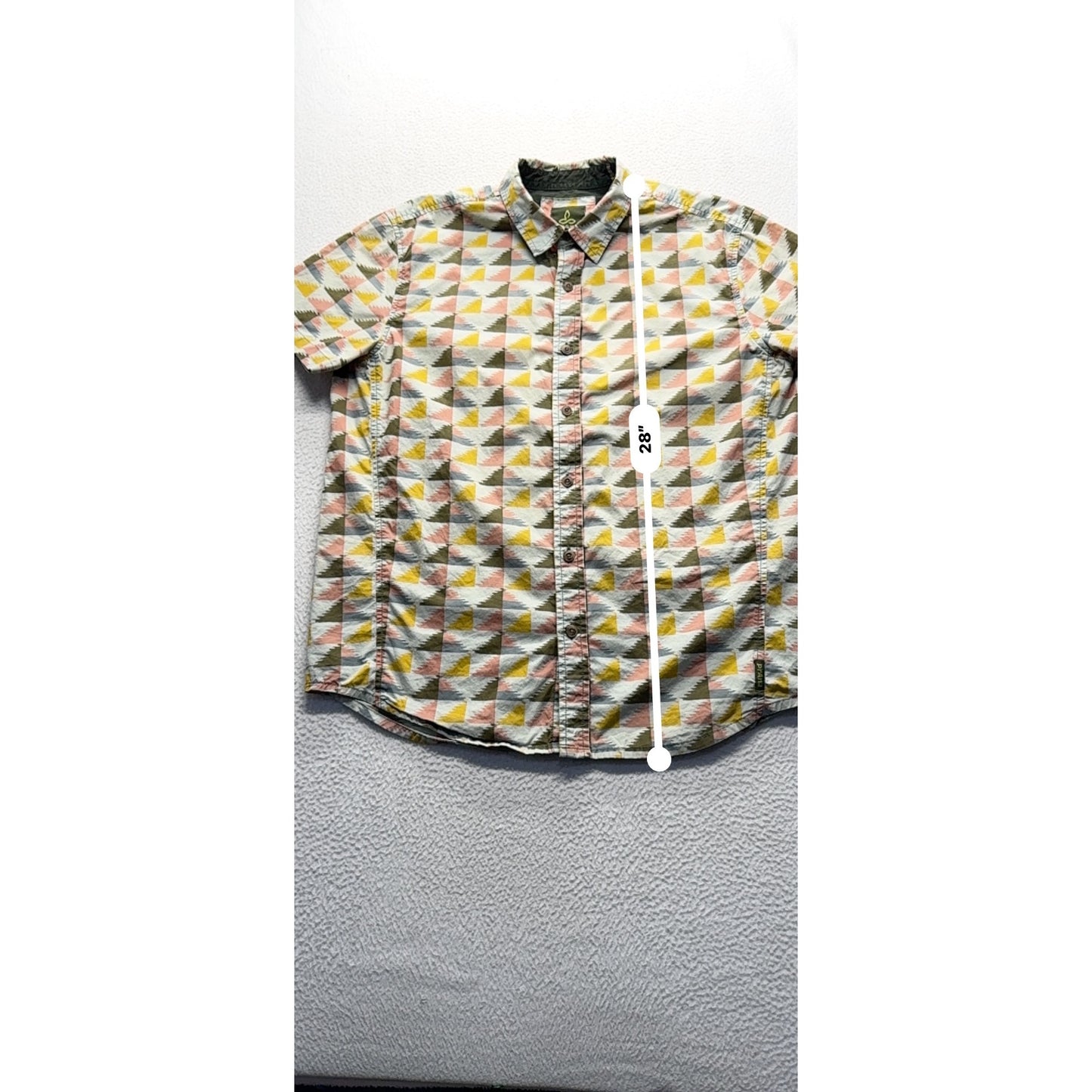 PrAna Short-Sleeve Button-Up Shirt Geometric Print Size M #9095