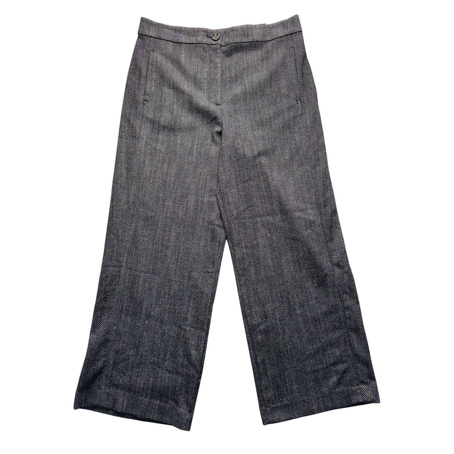 Ann Taylor Wide Leg Crop Pants 12T High Rise Gray Chevron Pattern #182B