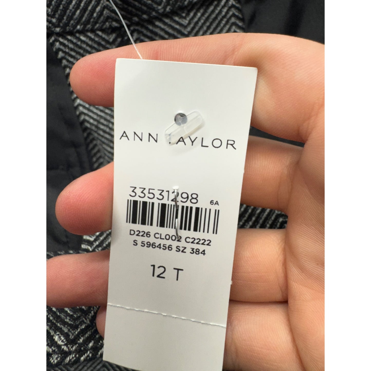 Ann Taylor Wide Leg Crop Pants 12T High Rise Gray Chevron Pattern #182B