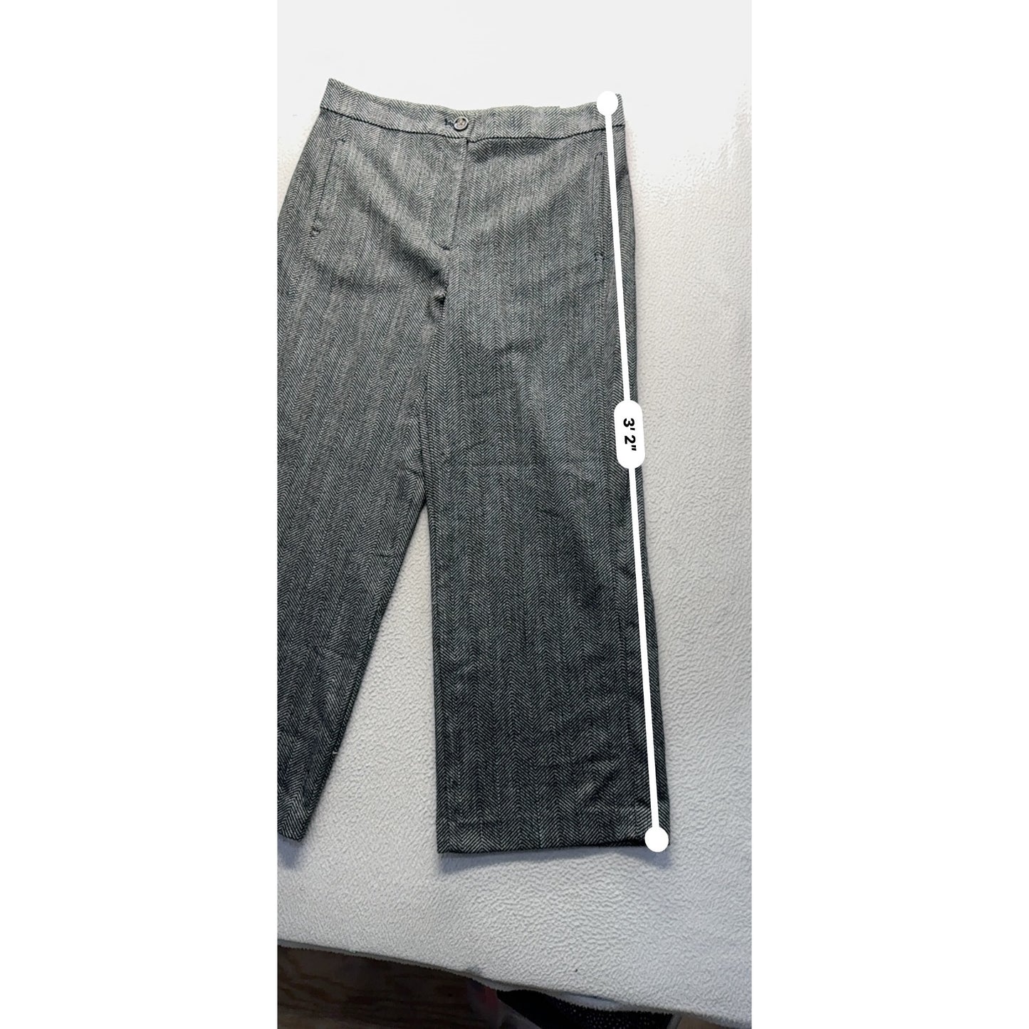 Ann Taylor Wide Leg Crop Pants 12T High Rise Gray Chevron Pattern #182B