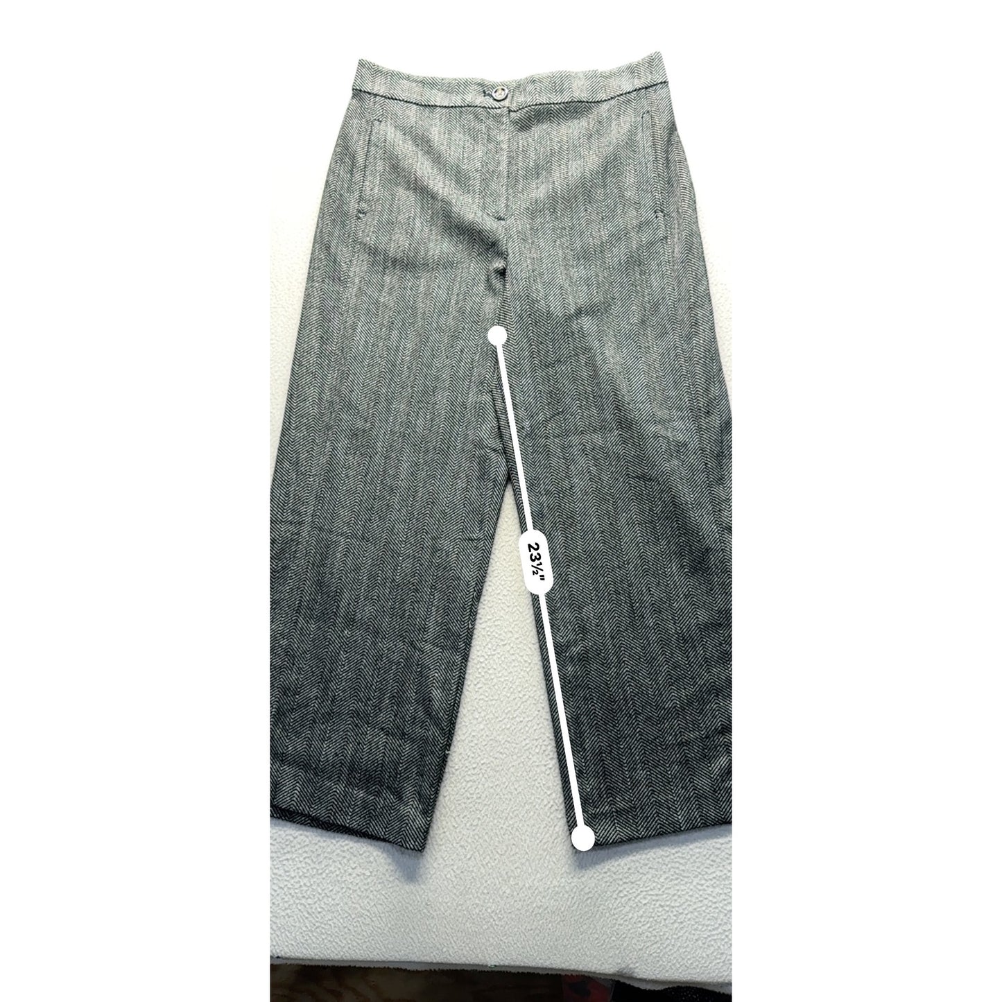 Ann Taylor Wide Leg Crop Pants 12T High Rise Gray Chevron Pattern #182B