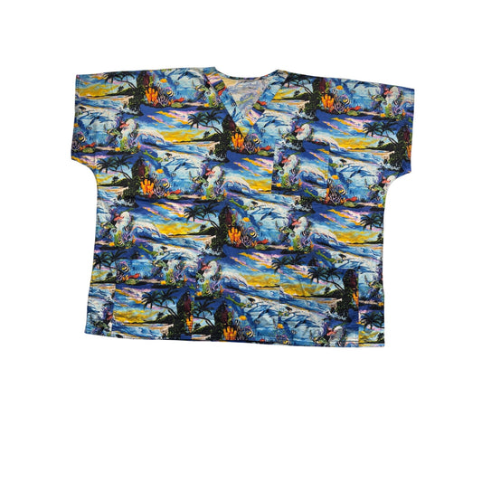 Vintage S.C.R.U.B.S. Under The Sea Print V-Neck Scrub Top #272B