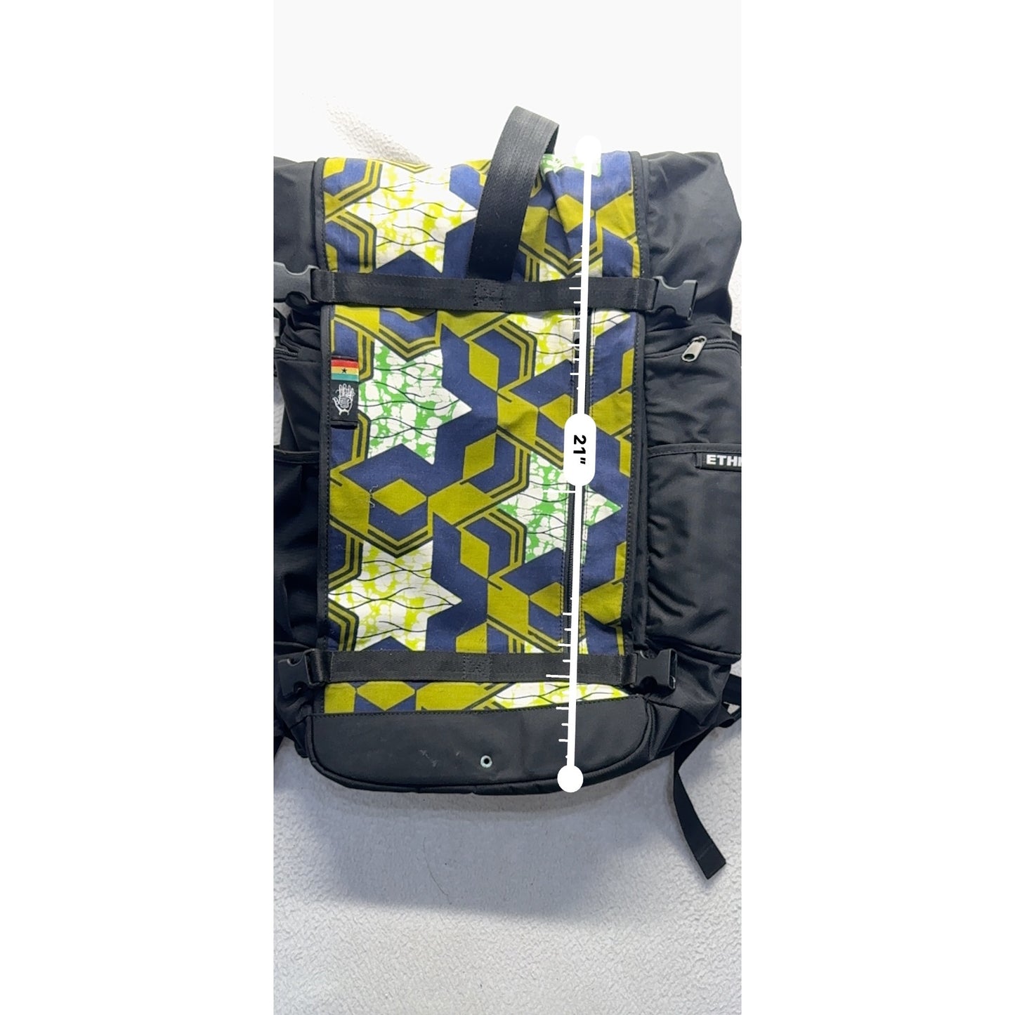 Ethnotek Raja 30L Roll-Top Backpack With Ghana Kente Print