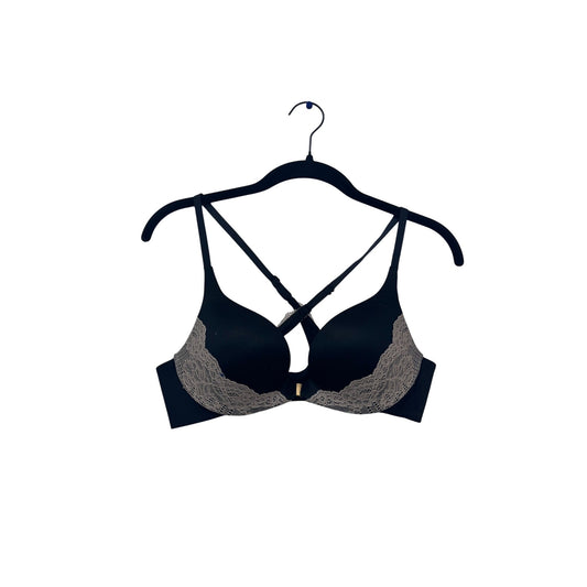 Victorias Secret Lace Trim Push-Up Bra Cross Back Design #548A