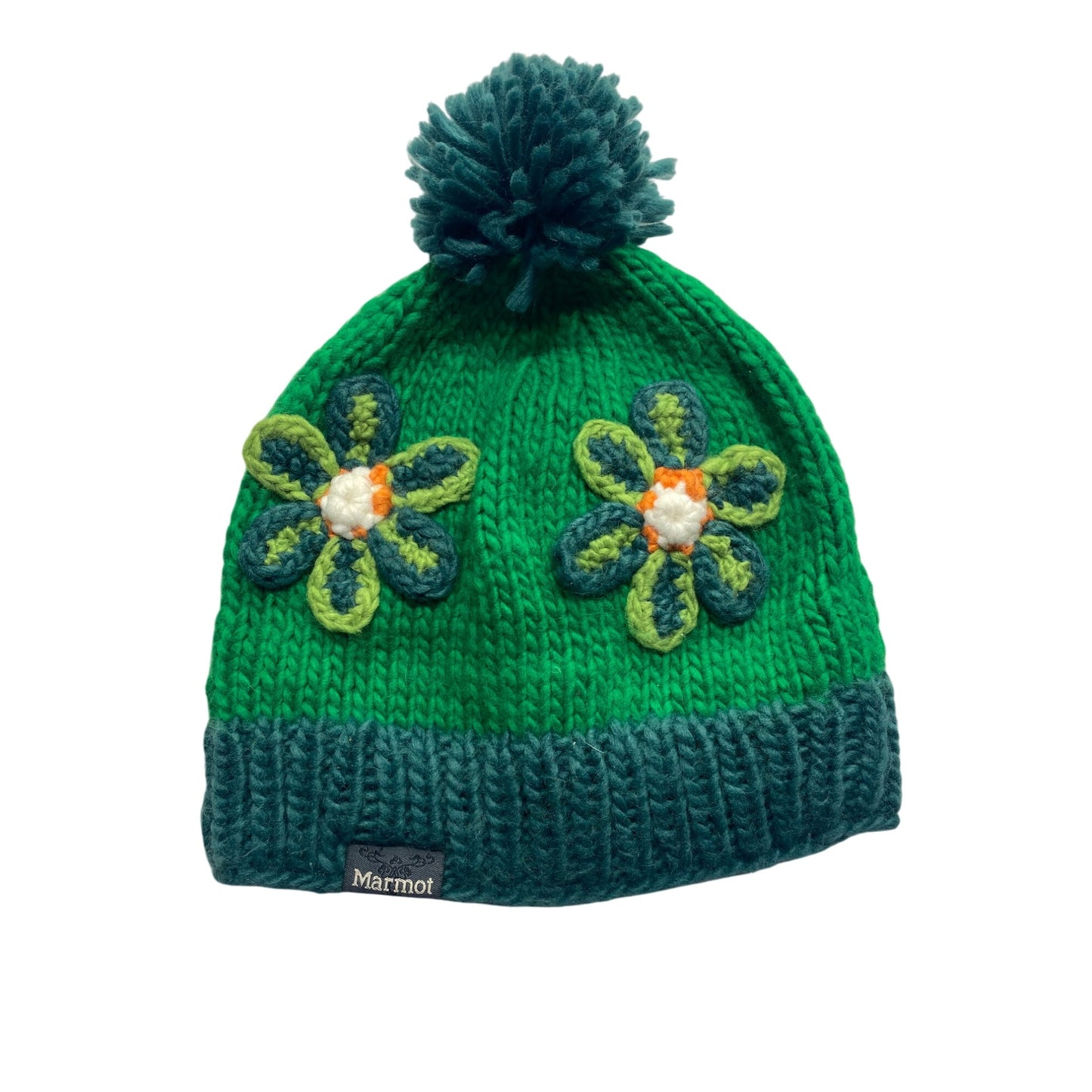 Green Knitted Marmot Flower Beanie #5452