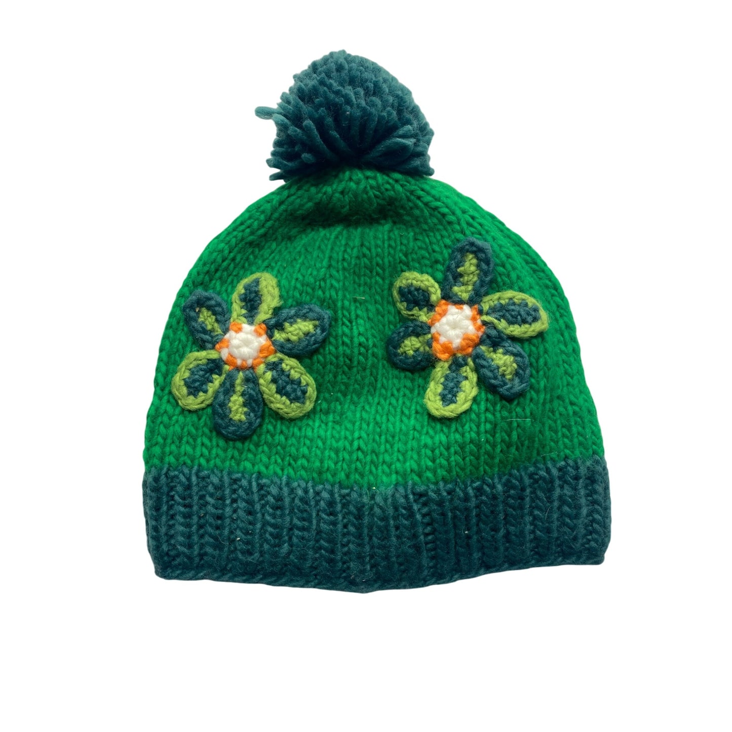 Green Knitted Marmot Flower Beanie #5452