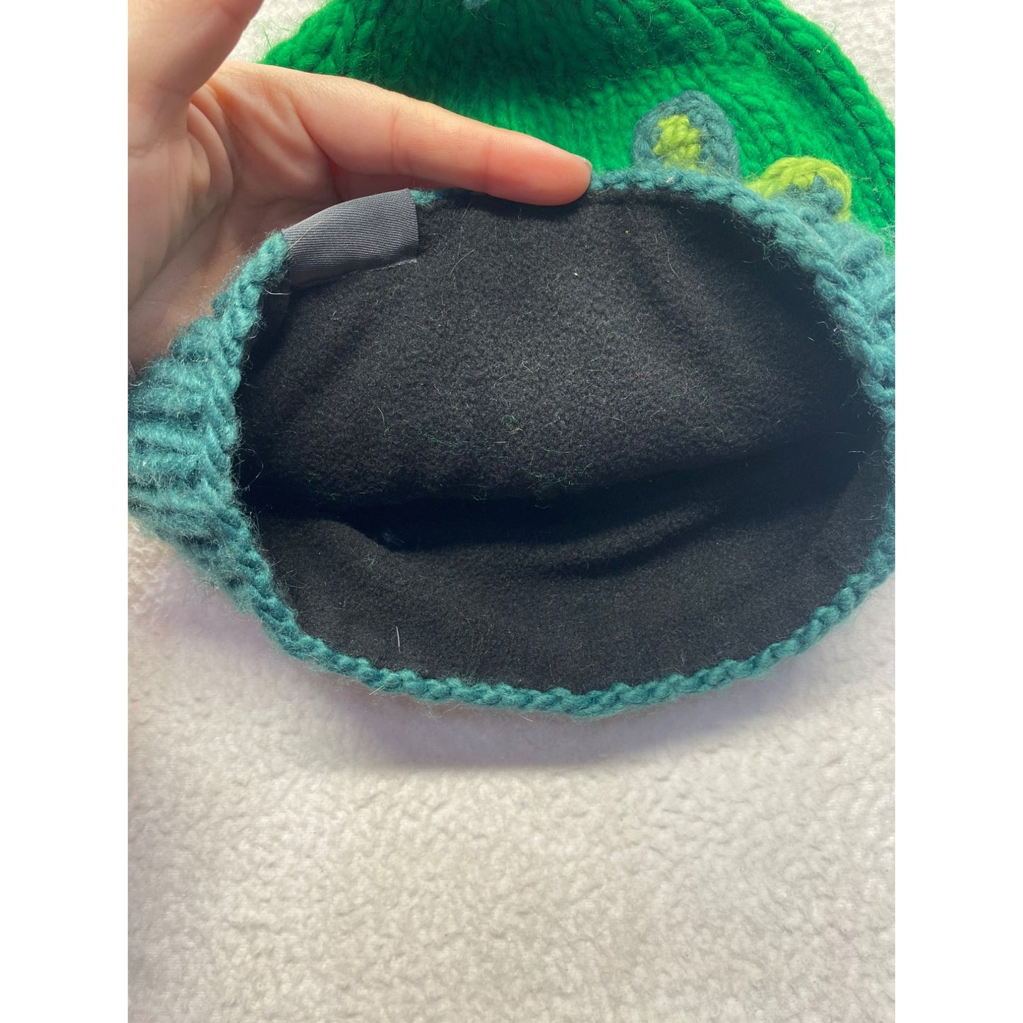 Green Knitted Marmot Flower Beanie #5452