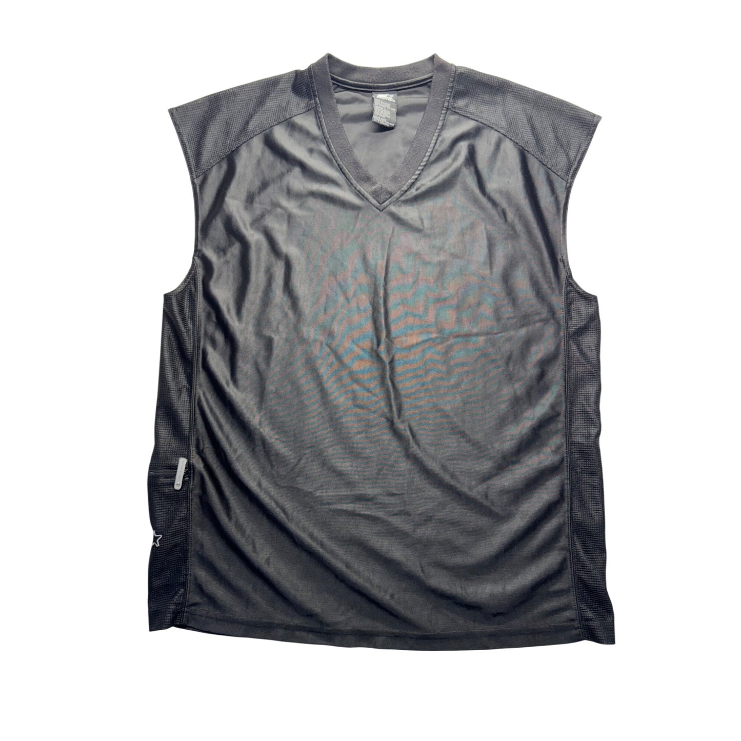 Starter Mens Black Sleeveless V-Neck Mesh Athletic Shirt Size L #9507