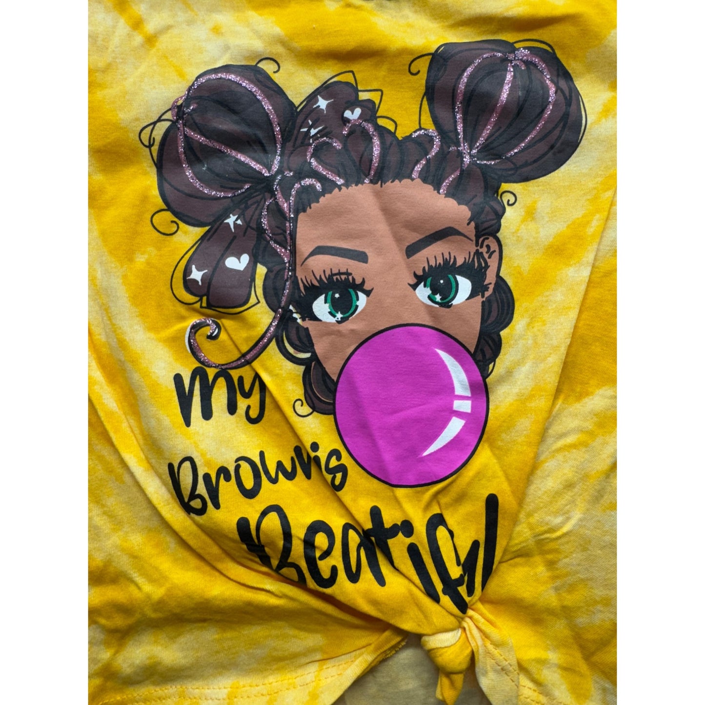 My Brown Is Beautiful Yellow Tie-Dye Graphic T-Shirt Size 5/6 #9327