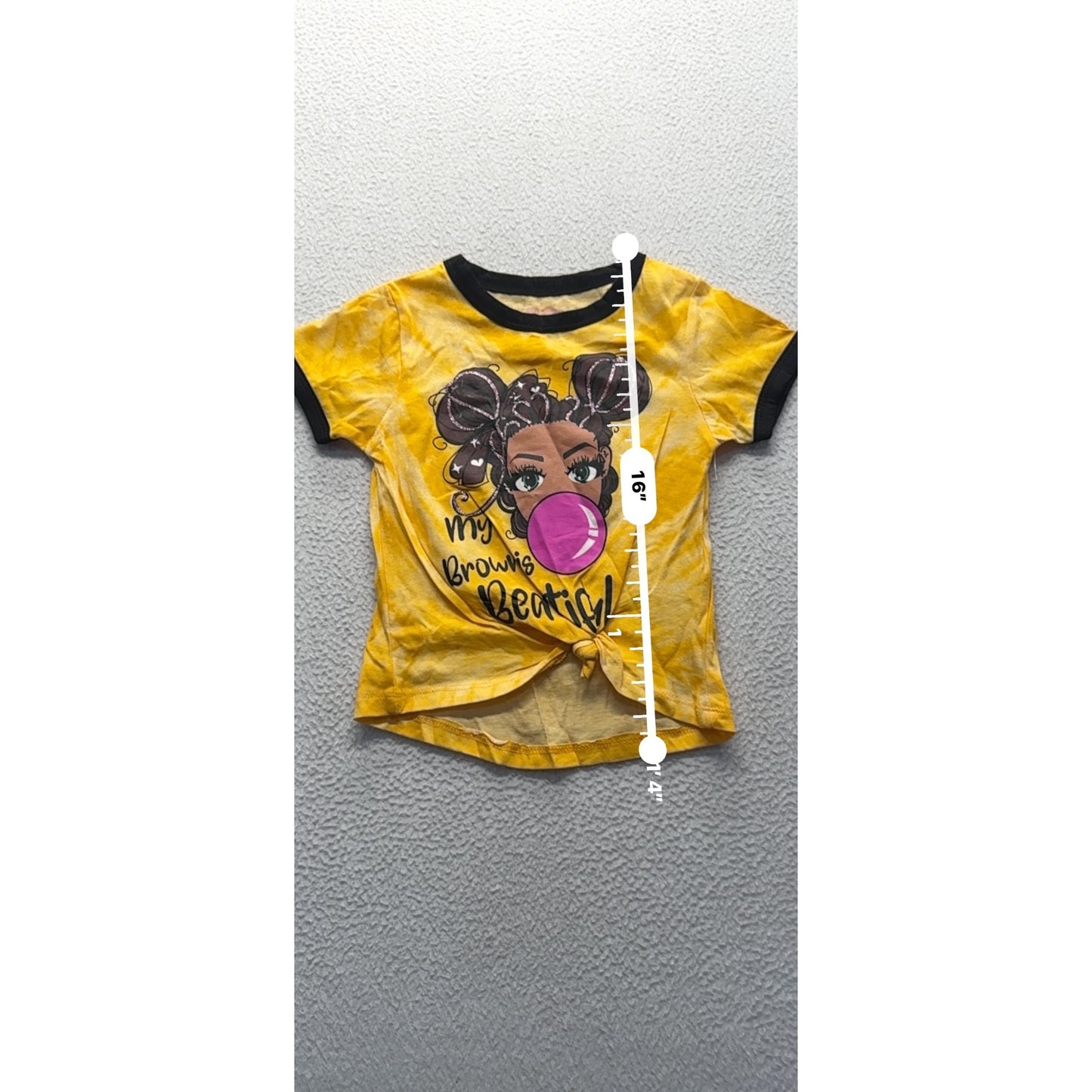 My Brown Is Beautiful Yellow Tie-Dye Graphic T-Shirt Size 5/6 #9327