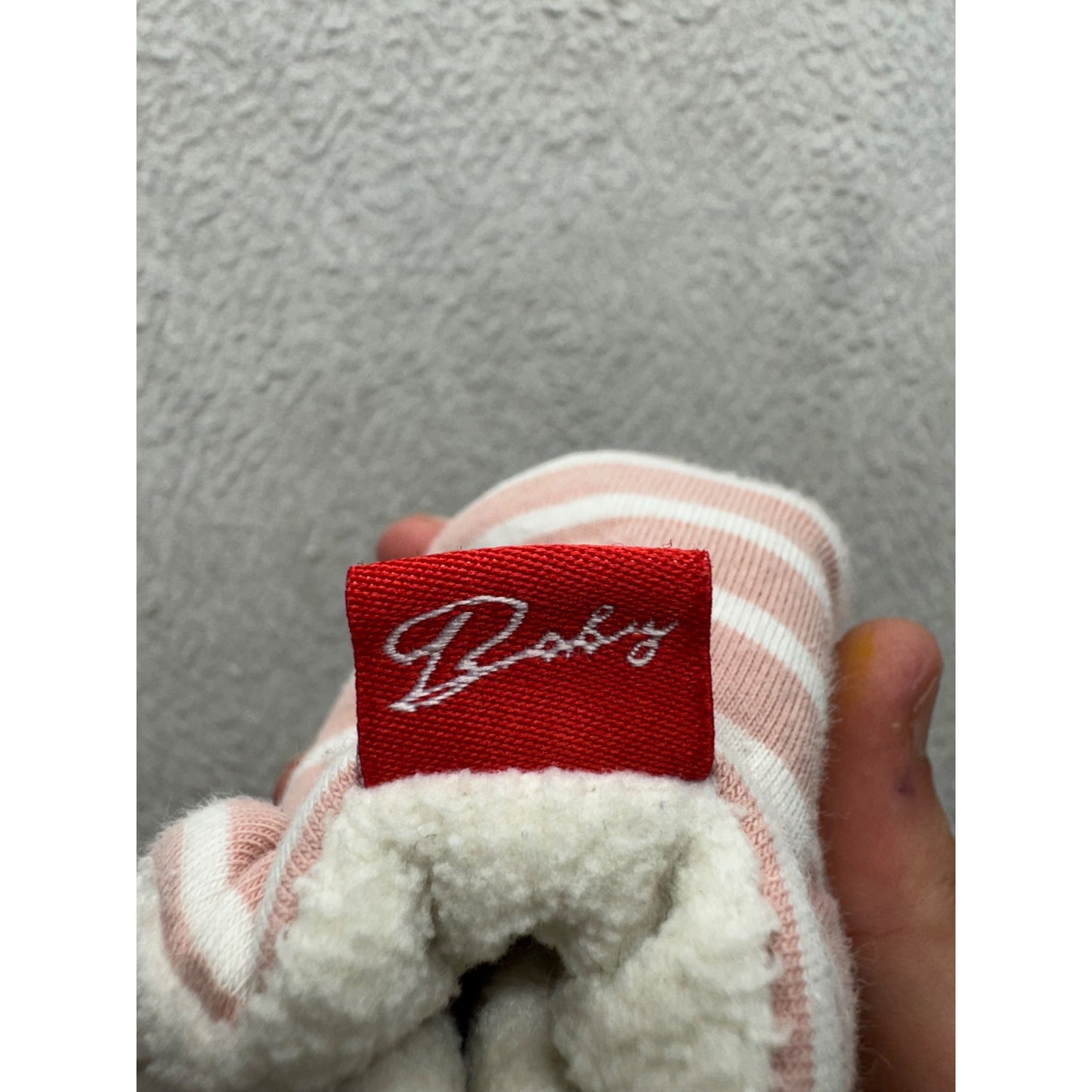 Pink & White Striped Baby Booties With Soft Sole & Fleece Lining #9863