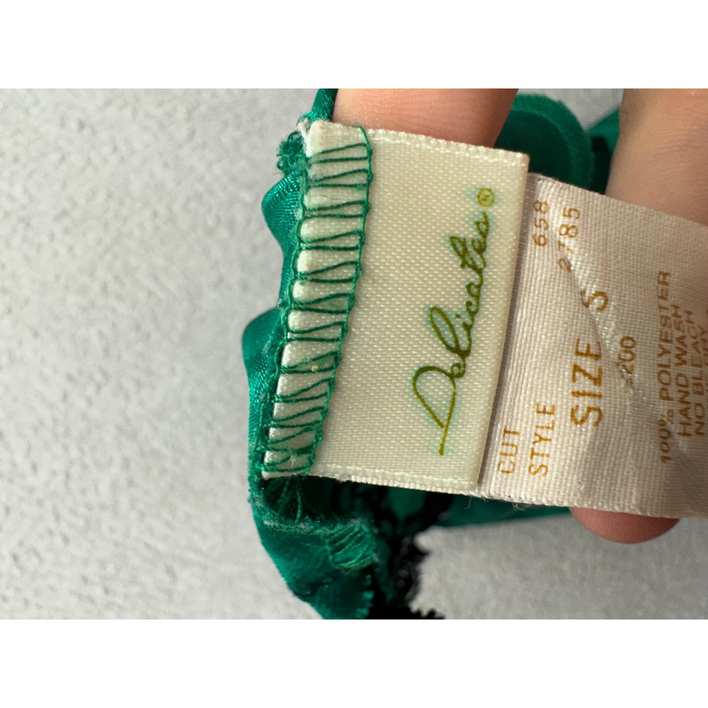 Green Lace Bodysuit With Black Trim & Bow Detail Size S Delicates #9578