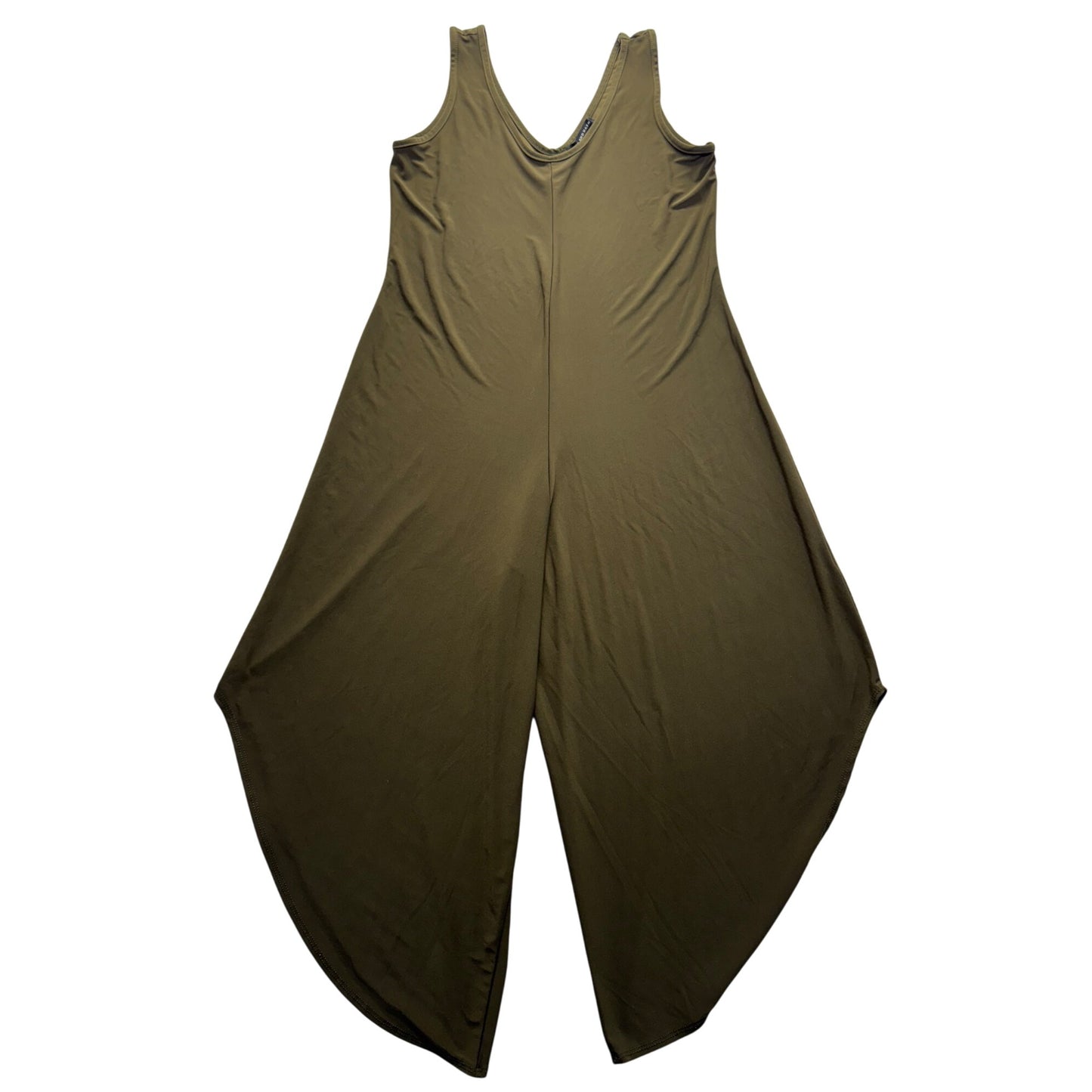 Nik & Nash Olive Green Wide-Leg Jumpsuit Sleeveless Made In USA Size S #9993