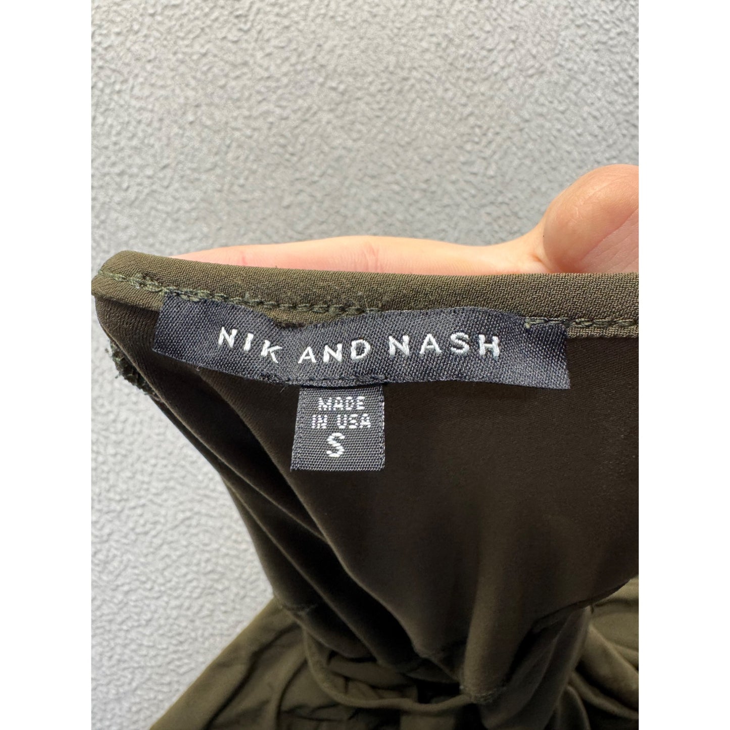 Nik & Nash Olive Green Wide-Leg Jumpsuit Sleeveless Made In USA Size S #9993