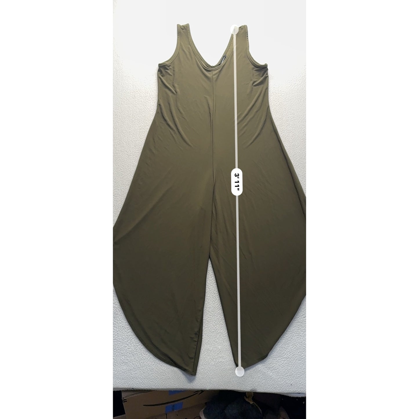 Nik & Nash Olive Green Wide-Leg Jumpsuit Sleeveless Made In USA Size S #9993