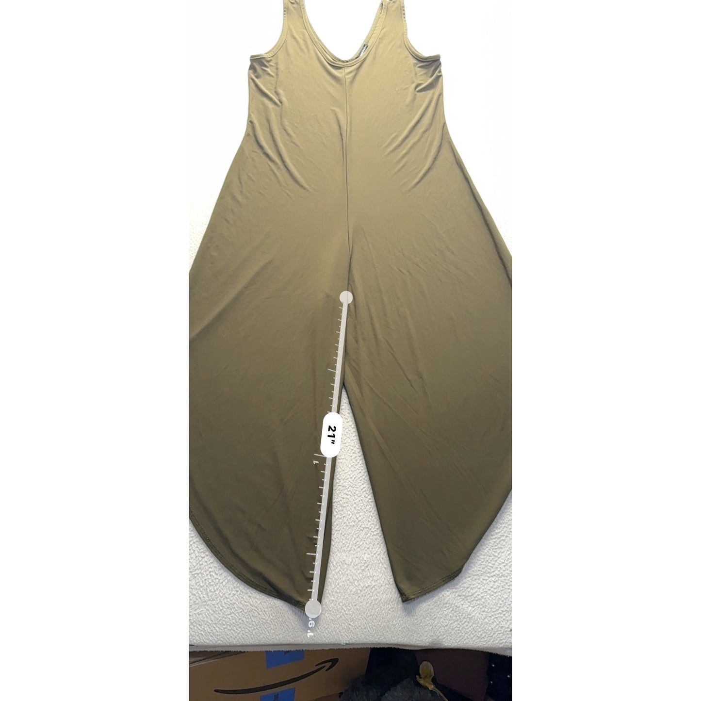 Nik & Nash Olive Green Wide-Leg Jumpsuit Sleeveless Made In USA Size S #9993