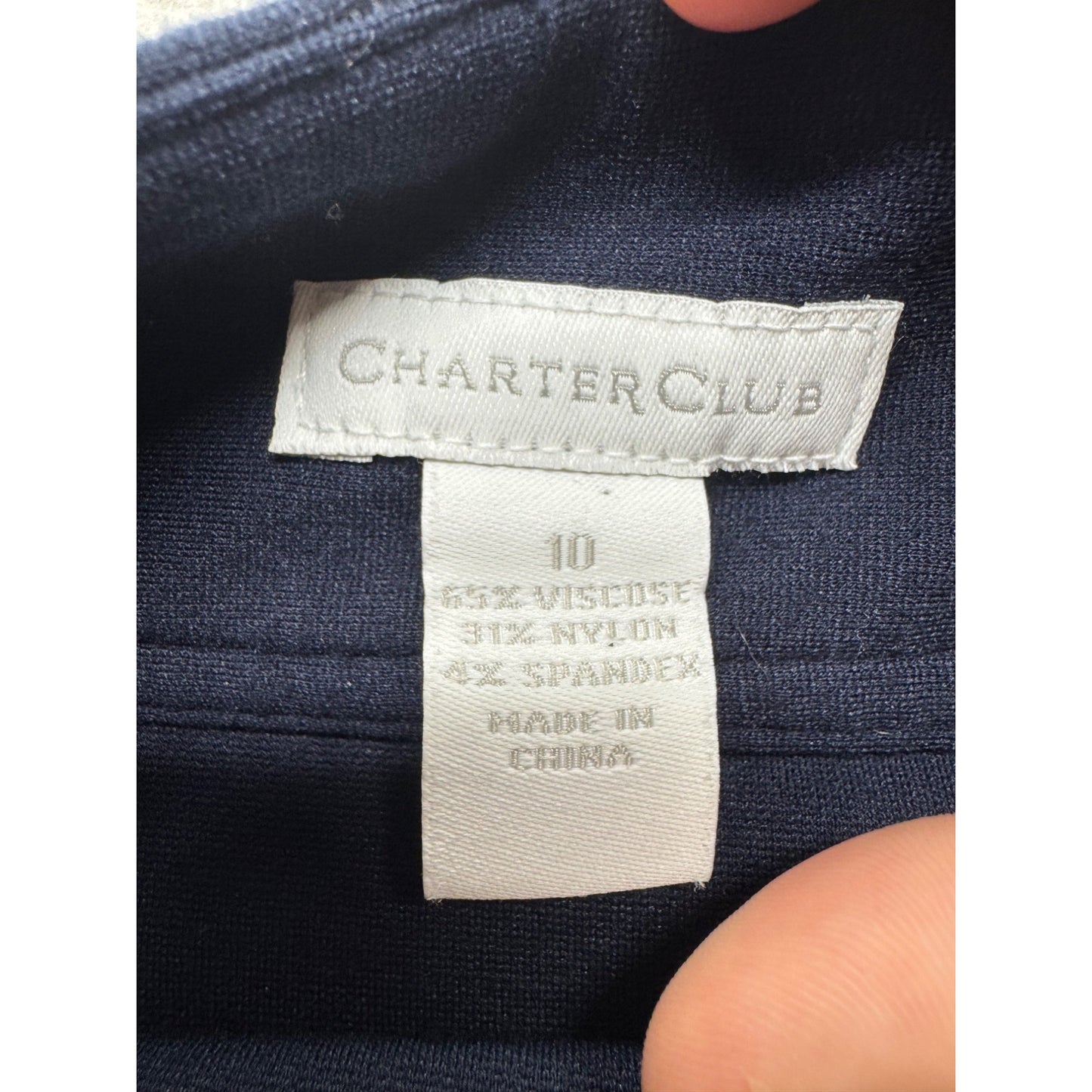 Charter Club Navy Blue Flared Midi Skirt Size 10 Viscose/Nylon/Spandex #185B