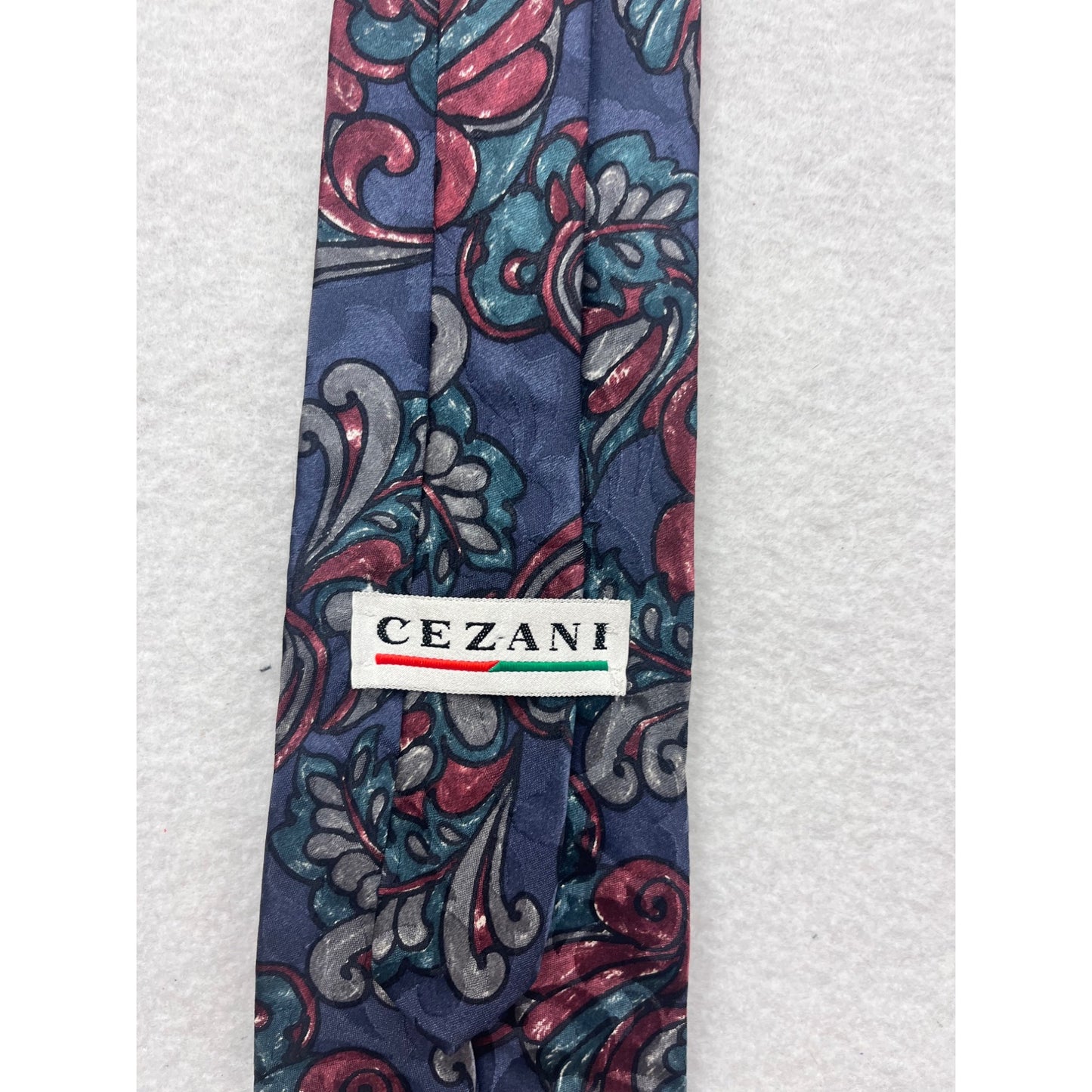 Cezani Blue & Red Paisley 100% Silk Tie #8631