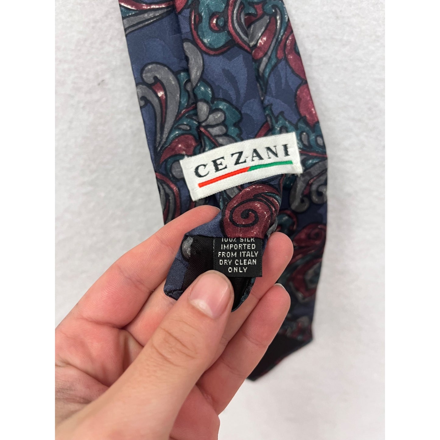 Cezani Blue & Red Paisley 100% Silk Tie #8631