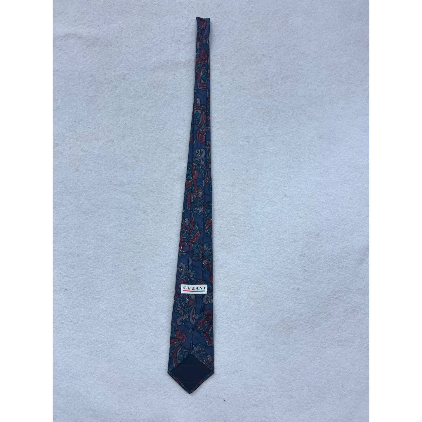 Cezani Blue & Red Paisley 100% Silk Tie #8631