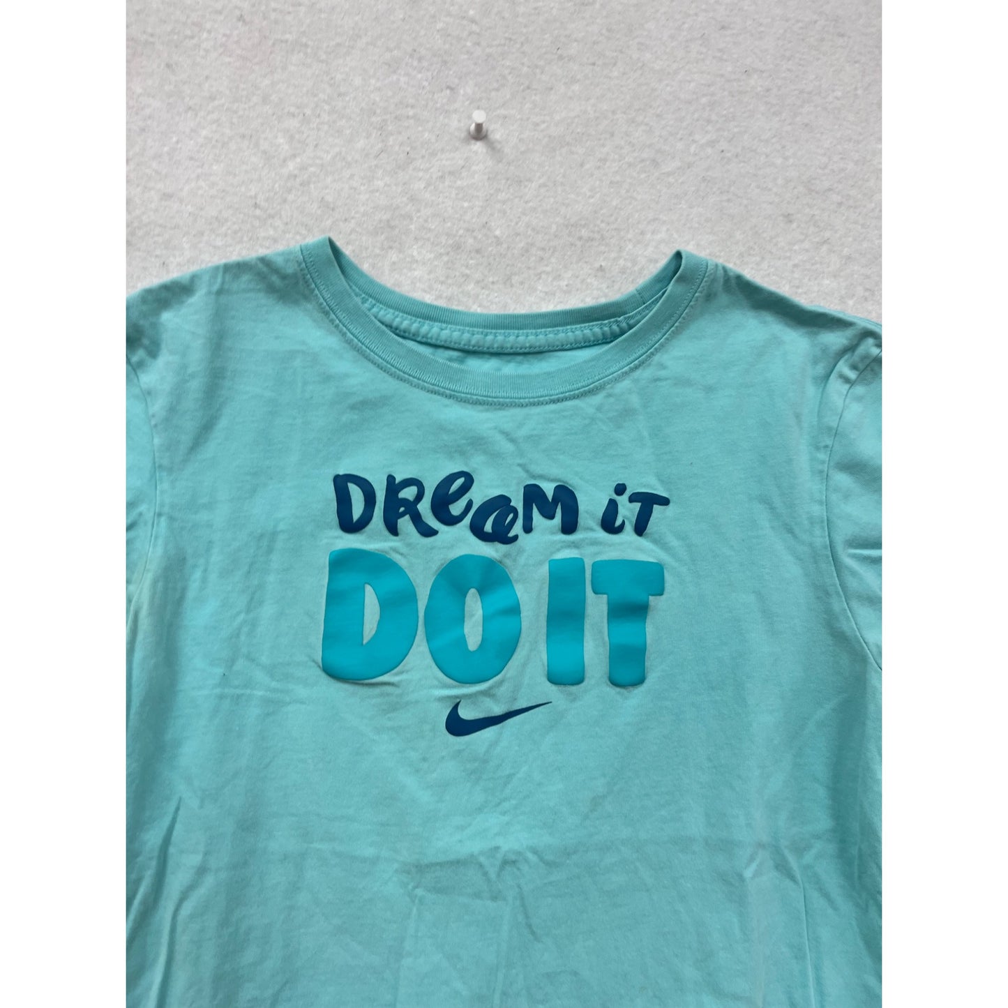 Nike Turquoise "Dream It Do It" Tee M Cotton Athletic Cut #8688