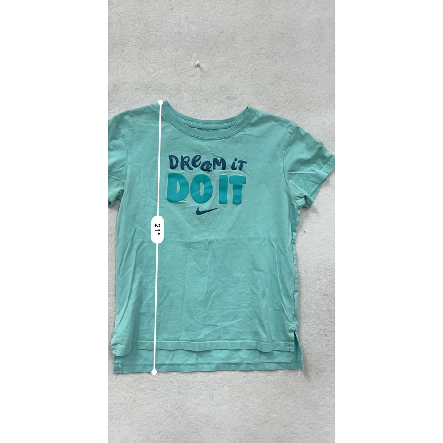 Nike Turquoise "Dream It Do It" Tee M Cotton Athletic Cut #8688