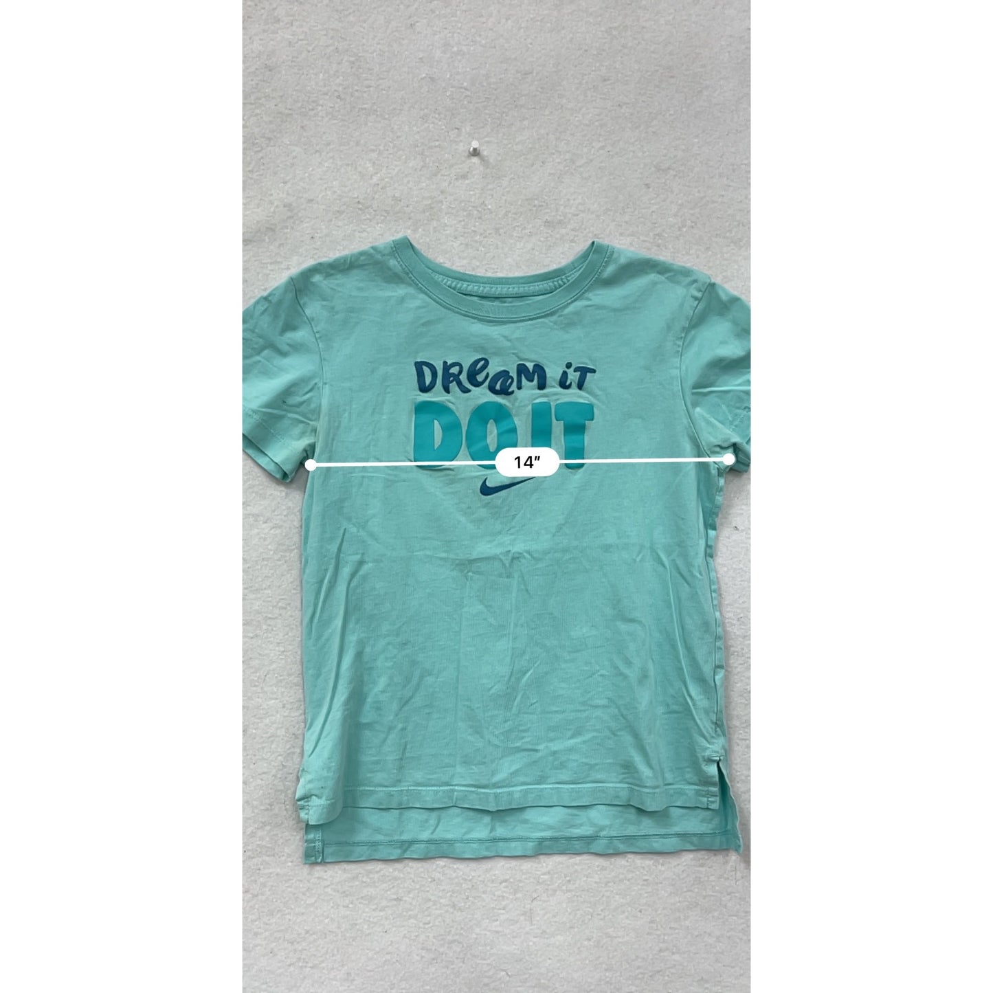 Nike Turquoise "Dream It Do It" Tee M Cotton Athletic Cut #8688