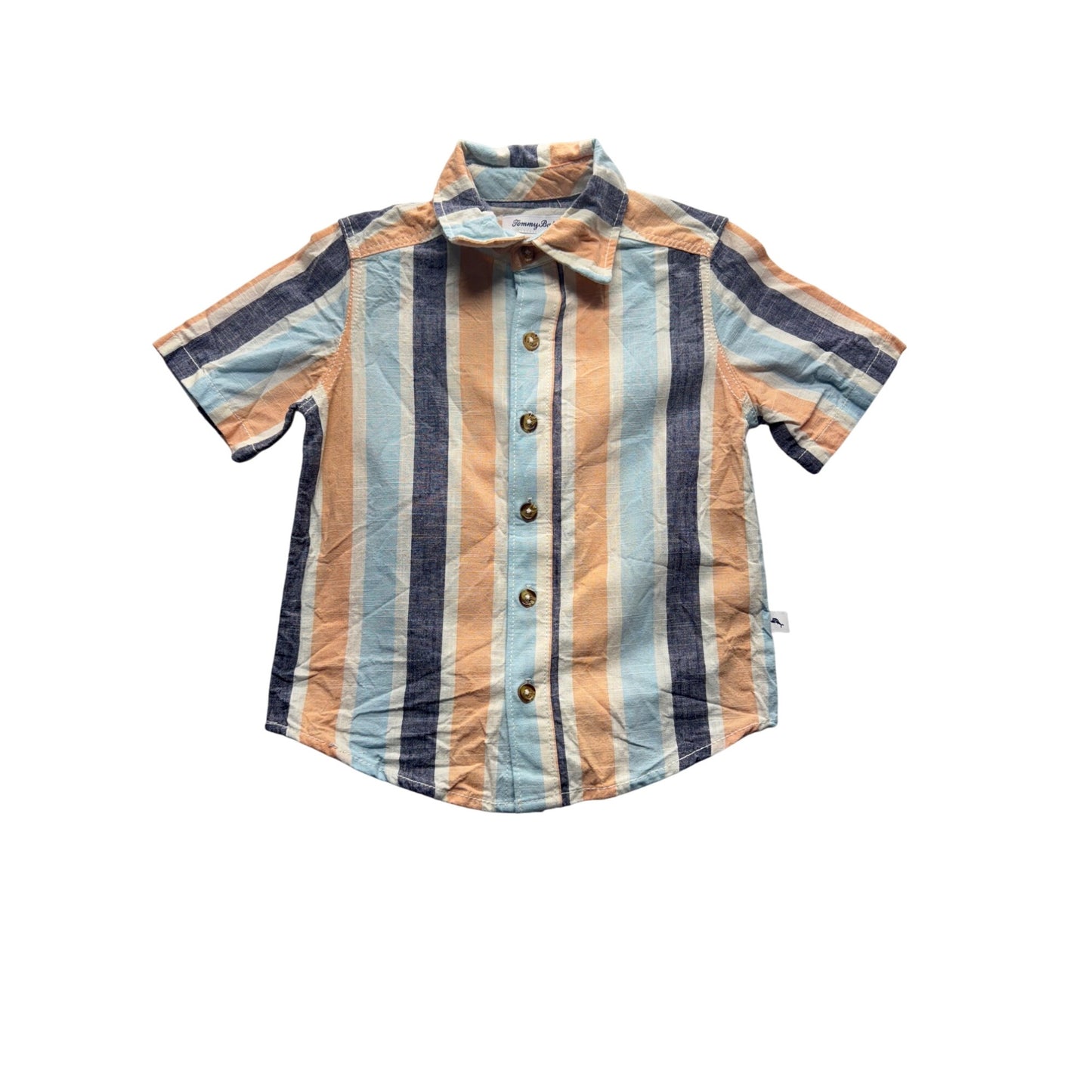 Tommy Bahama Kids Striped Short Sleeve Button Down Shirt In Soft Cotton #9101