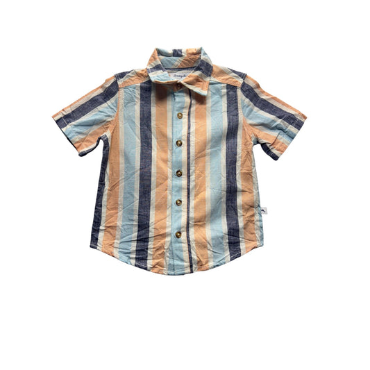 Tommy Bahama Kids Striped Short Sleeve Button Down Shirt In Soft Cotton #9101
