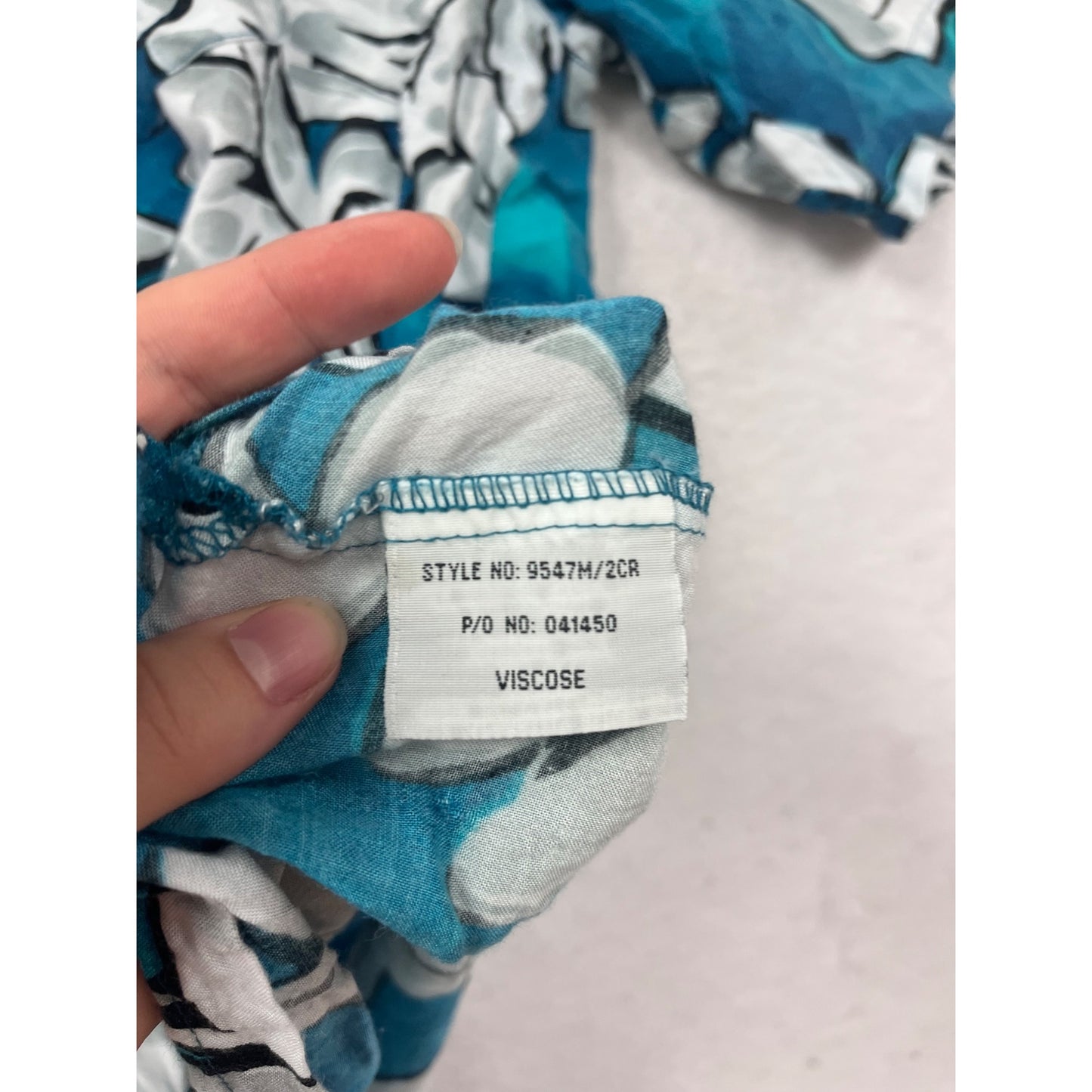 Chain Reaction Teal Blue Floral Hawaiian Shirt Short Sleeve L #512A