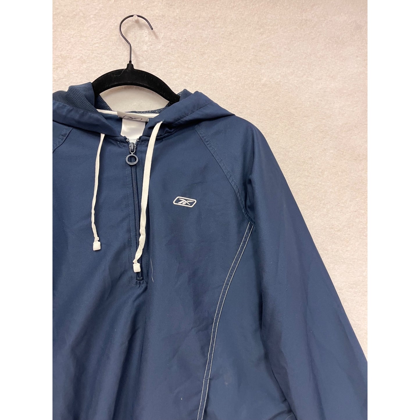 Mens Medium RBK Navy Hooded Windbreaker Jacket #8077