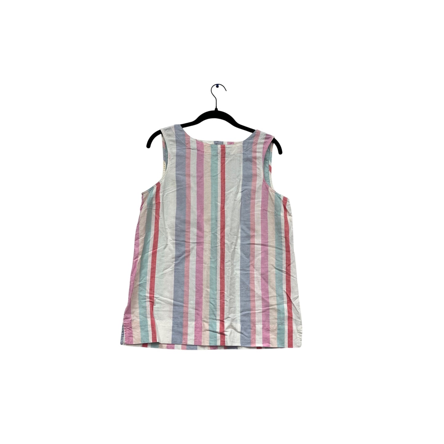 Ellen Tracy Multicolor Striped Sleeveless Linen Top Size L #654A