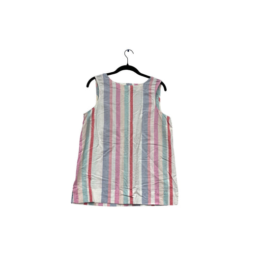 Ellen Tracy Multicolor Striped Sleeveless Linen Top Size L #654A