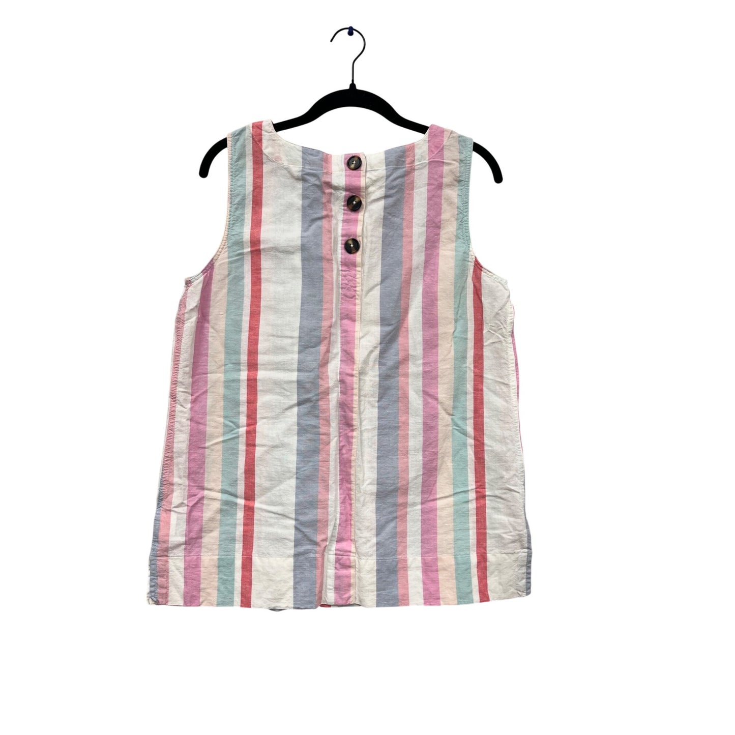 Ellen Tracy Multicolor Striped Sleeveless Linen Top Size L #654A