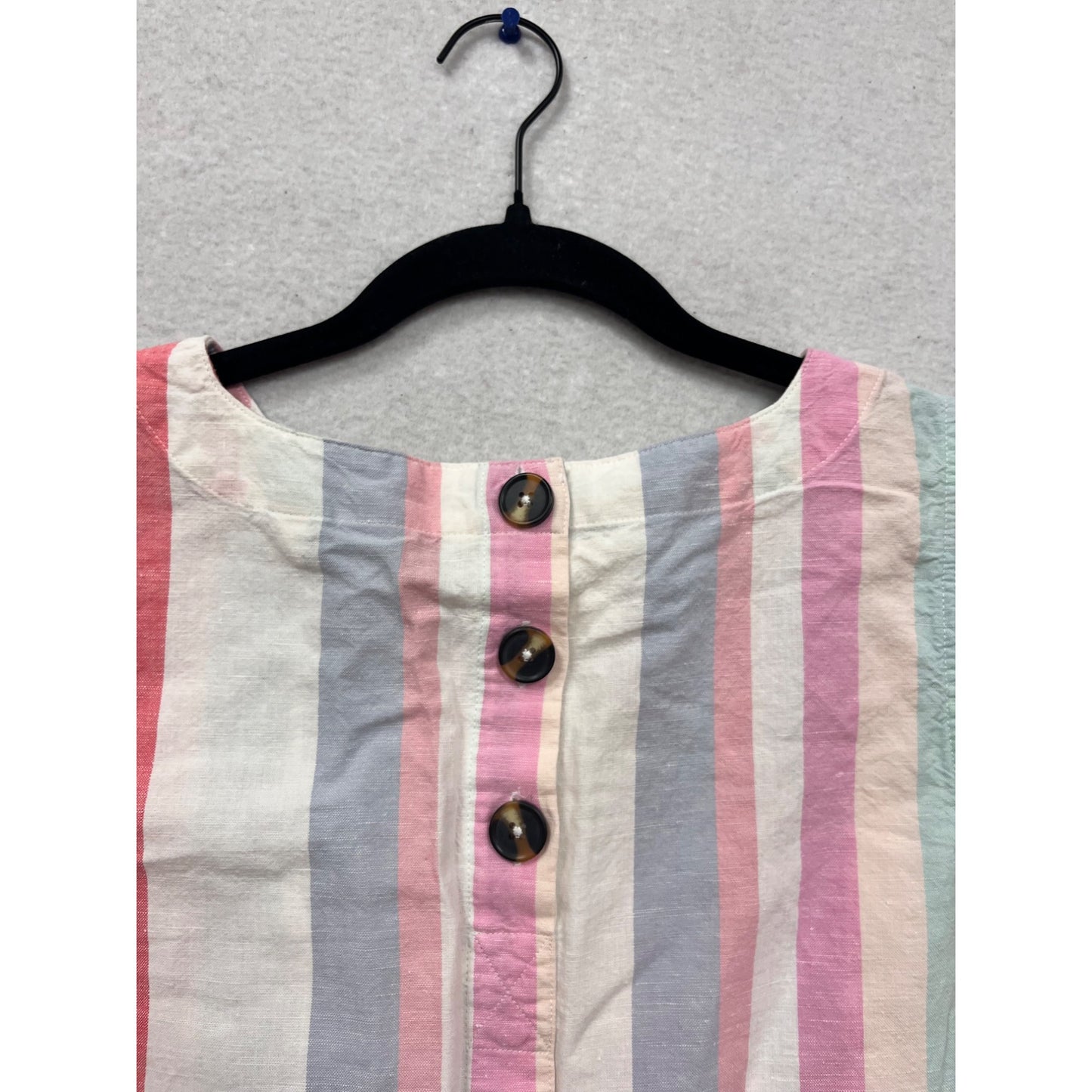 Ellen Tracy Multicolor Striped Sleeveless Linen Top Size L #654A