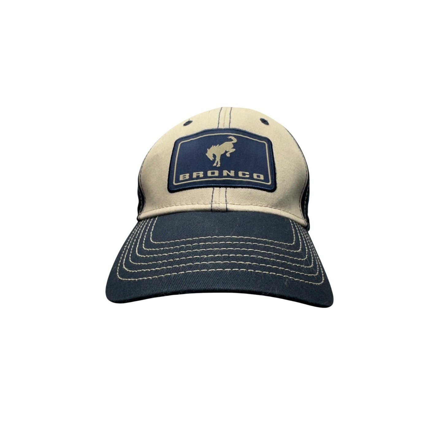 Bronco Beige & Navy Blue Adjustable Snapback Cap By K3 Headwear #7851