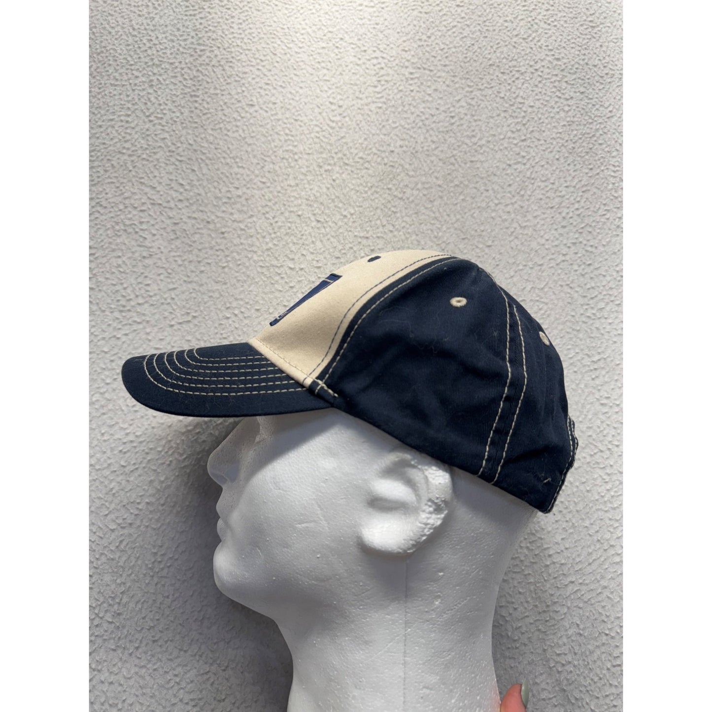 Bronco Beige & Navy Blue Adjustable Snapback Cap By K3 Headwear #7851