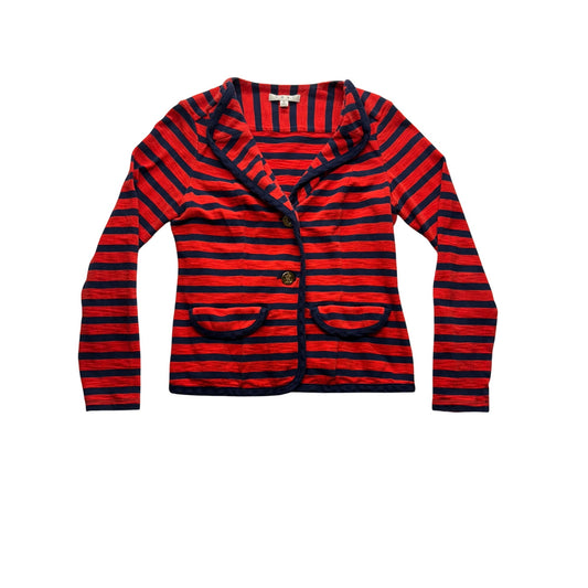 Cabi Womens Red & Navy Striped Cardigan Blazer #7694