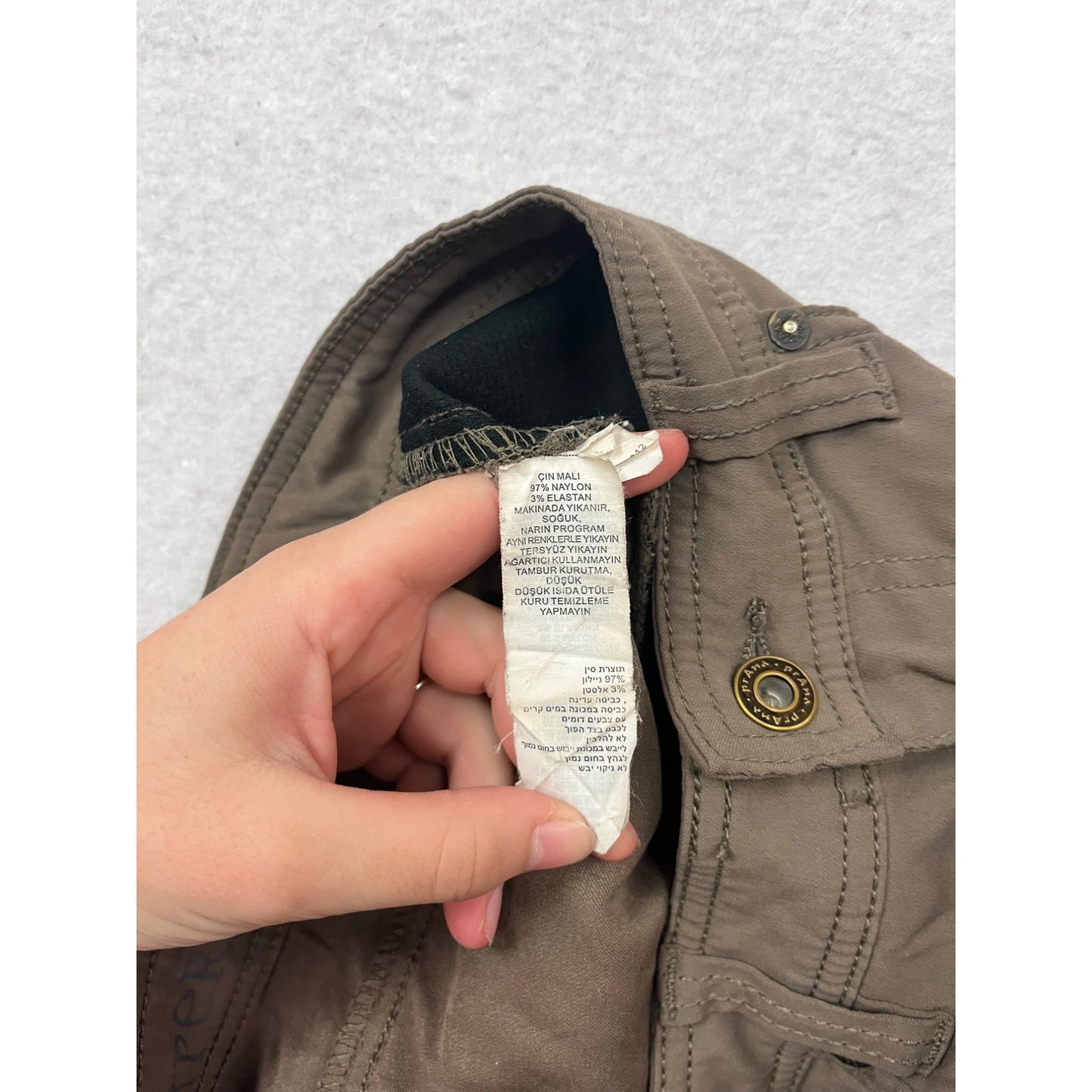 PrAna Mens Khaki Brown Pants 33W X 32L Slim Fit #946A