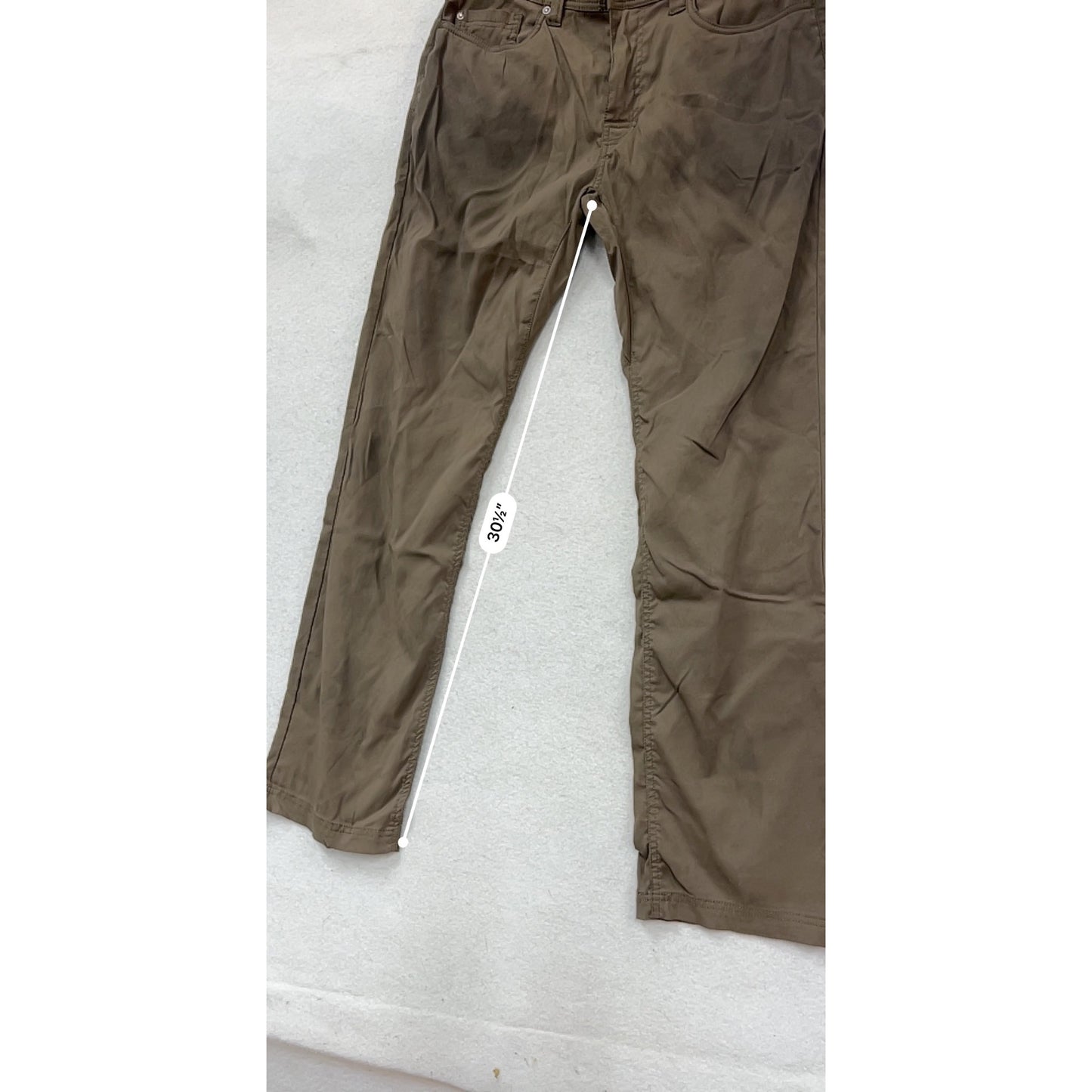 PrAna Mens Khaki Brown Pants 33W X 32L Slim Fit #946A