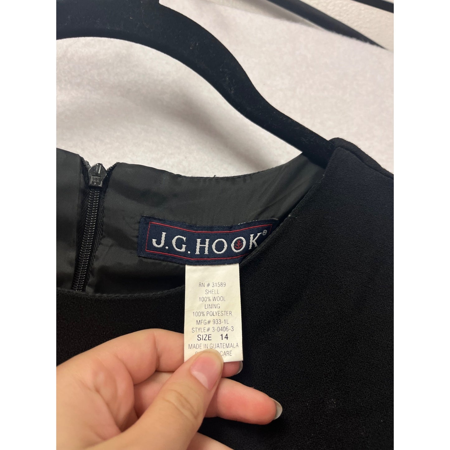 J.G. Hook Womens Long Black Wool Dress Size 14 #533A