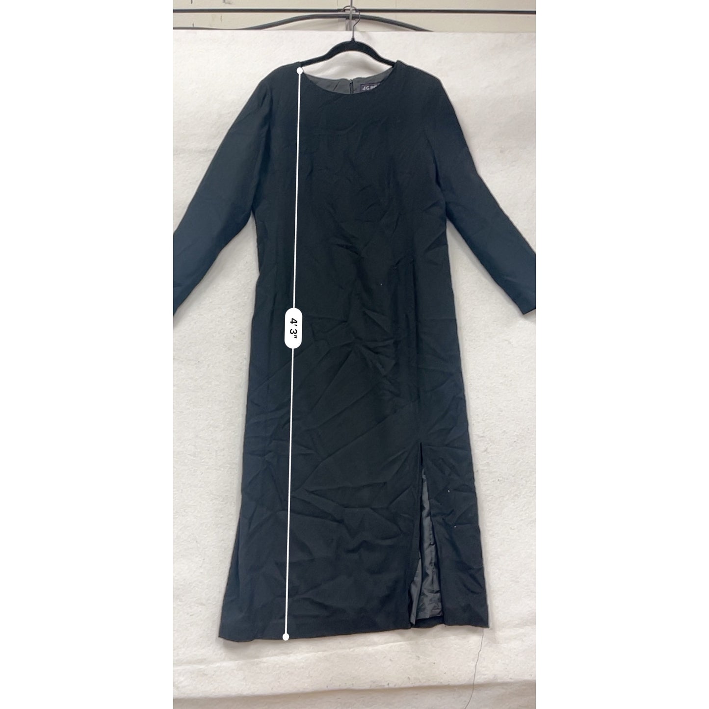 J.G. Hook Womens Long Black Wool Dress Size 14 #533A