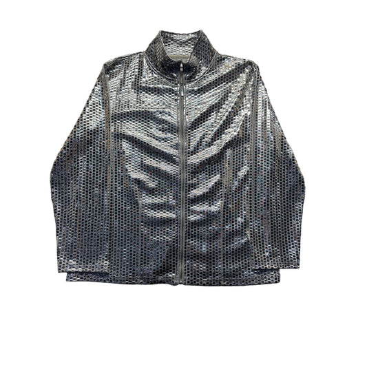 Metallic Silver Birch Hill Mesh Zip Up Jacket Xl Performance Wear #9686