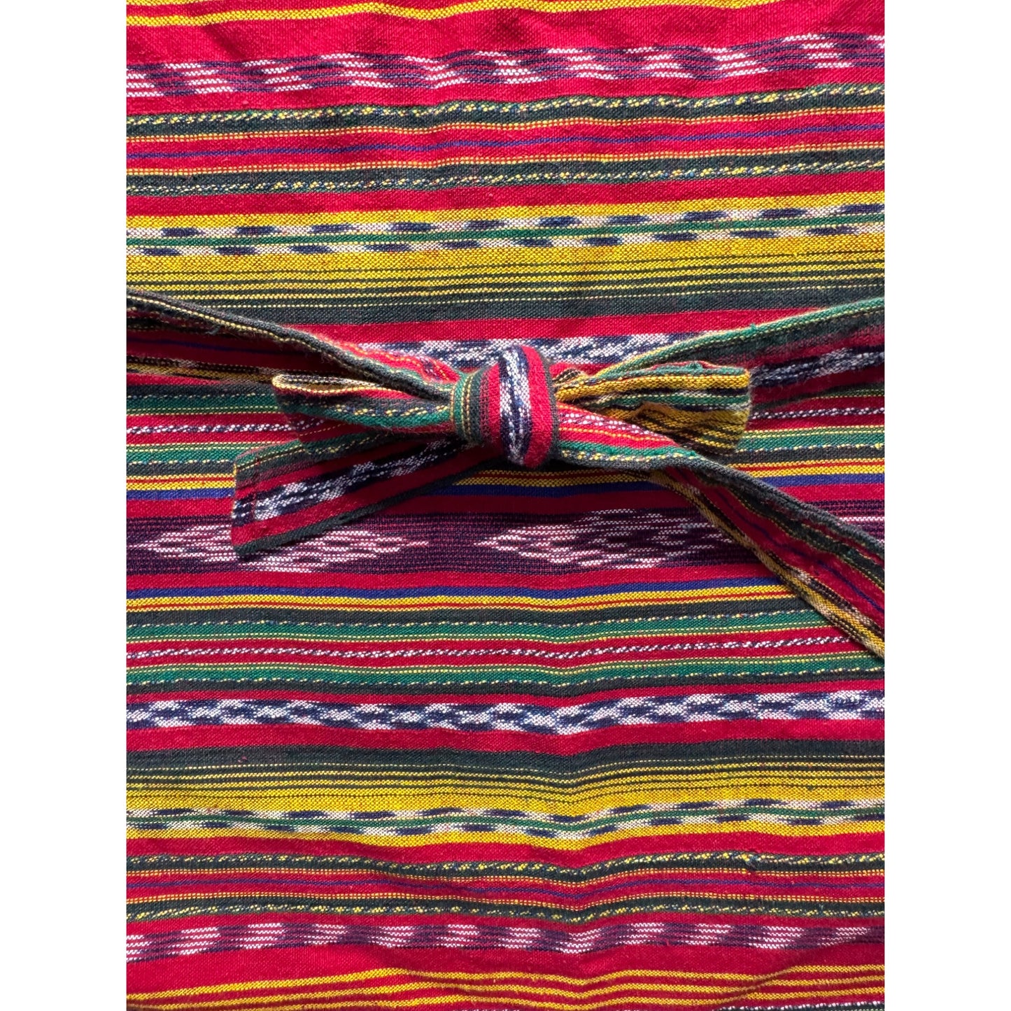 Handwoven Guatemalan Cotton Tunic With Fringe Hem & Waist Tie 84B