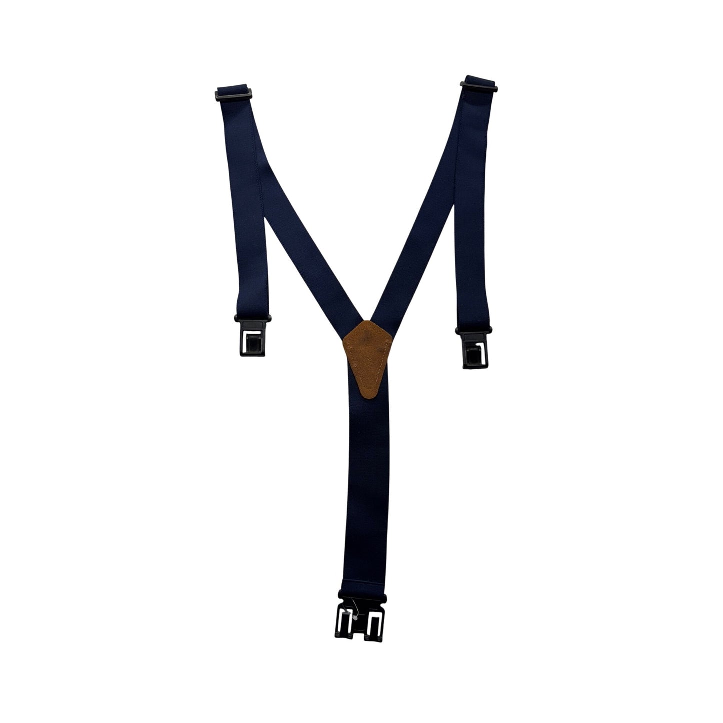 Dickies Navy Blue Perry Suspenders With Leather Patch And Clip Attachments #9384