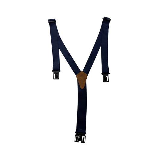 Dickies Navy Blue Perry Suspenders With Leather Patch And Clip Attachments #9384