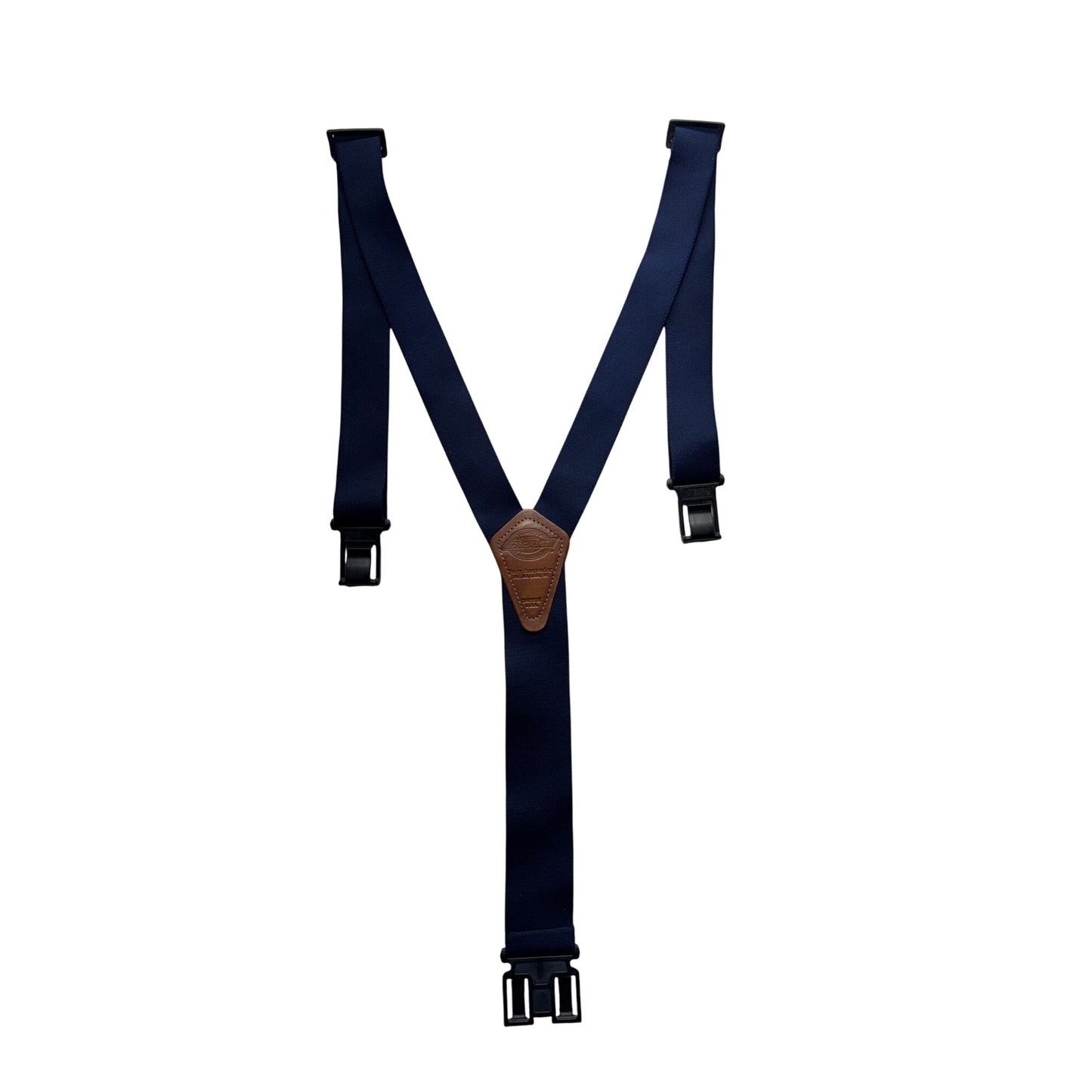 Dickies Navy Blue Perry Suspenders With Leather Patch And Clip Attachments #9384