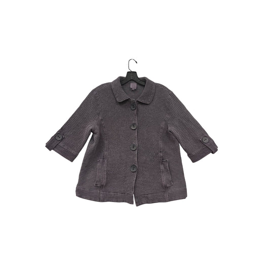 Focus Medium Waffle Knit Button-Up Jacket Purple #8390