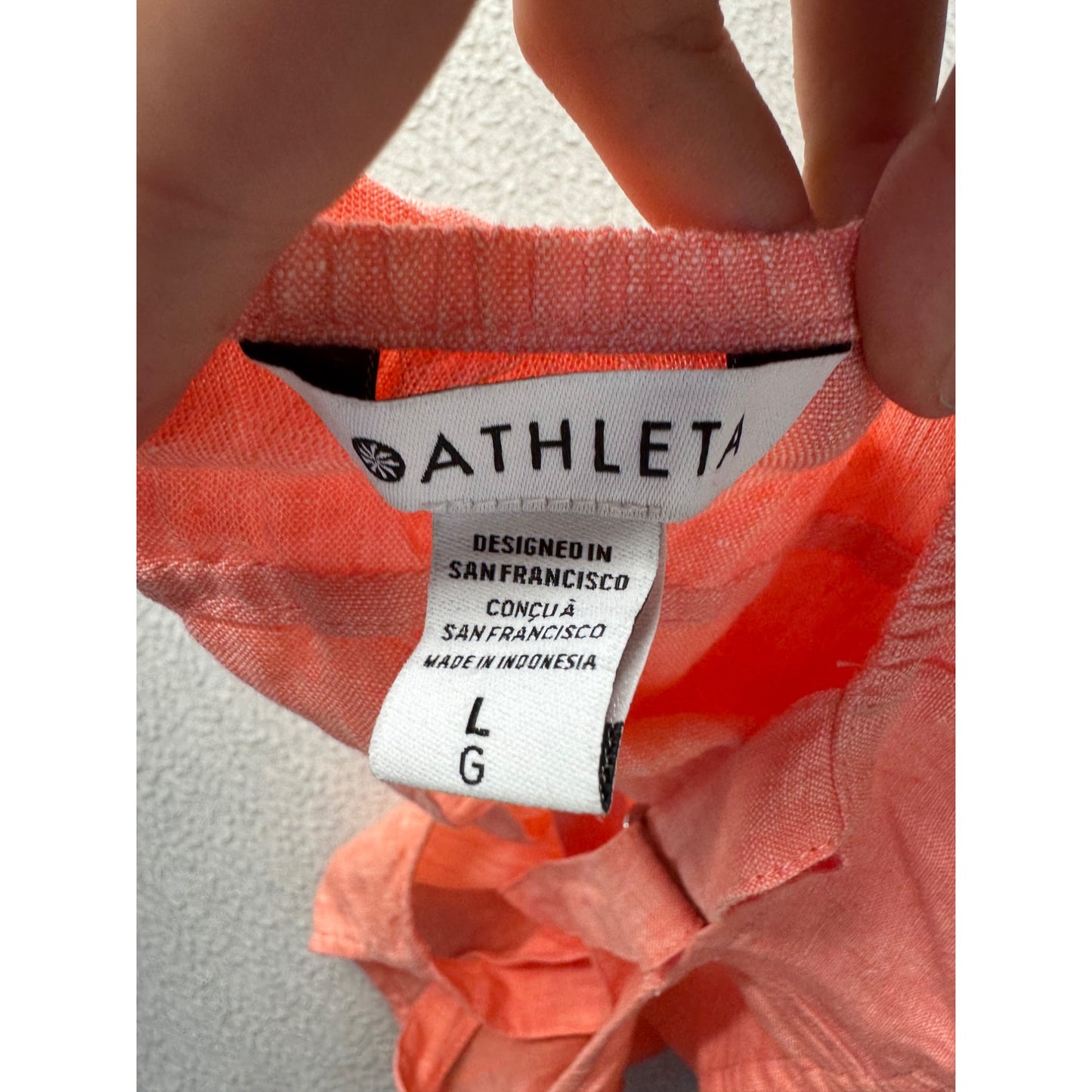Athleta Coral Linen Tank Top Adjustable Straps Lightweight Large 25”  #9732