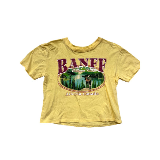 Vintage-Style Yellow Banff National Park Graphic T-Shirt Womens S #11A